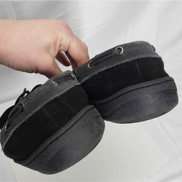 Clarks sherman leather fur lined house slippers mens 10 black main image 5